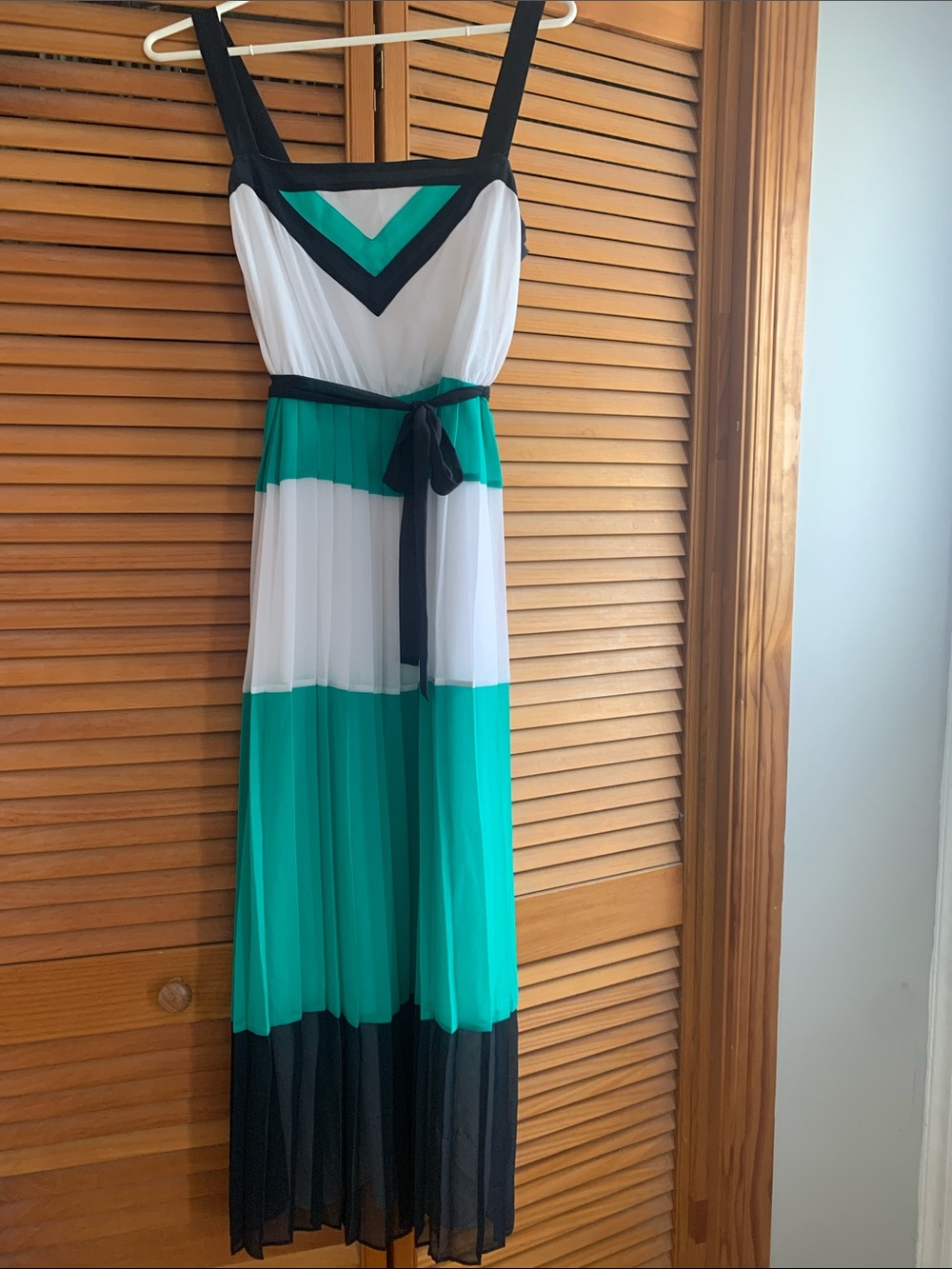 Banana Republic Green, White & Black Colorblock Maxi Dress
